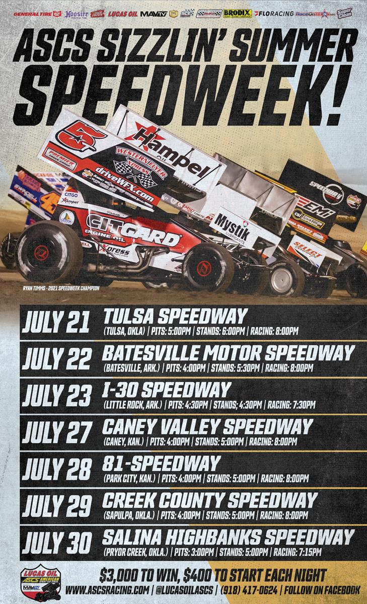 Purse Increase Greets 2022 ASCS Speedweek Travelers