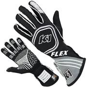 K1 Flex Youth SFI/FIA Nomex Driver Gloves, Black/White