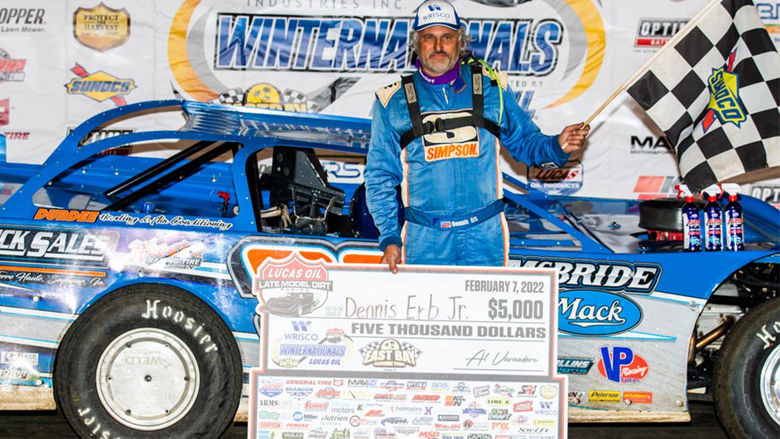Dennis Erb Jr in Lucas Oil Late Model Dirt Series Victory Lane at East Bay Raceway Park