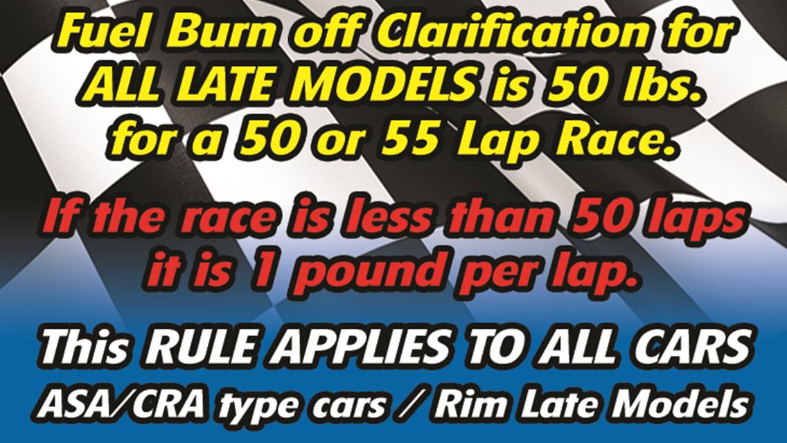 Fuel Burn Off Clarification for ALL LATE MODELS