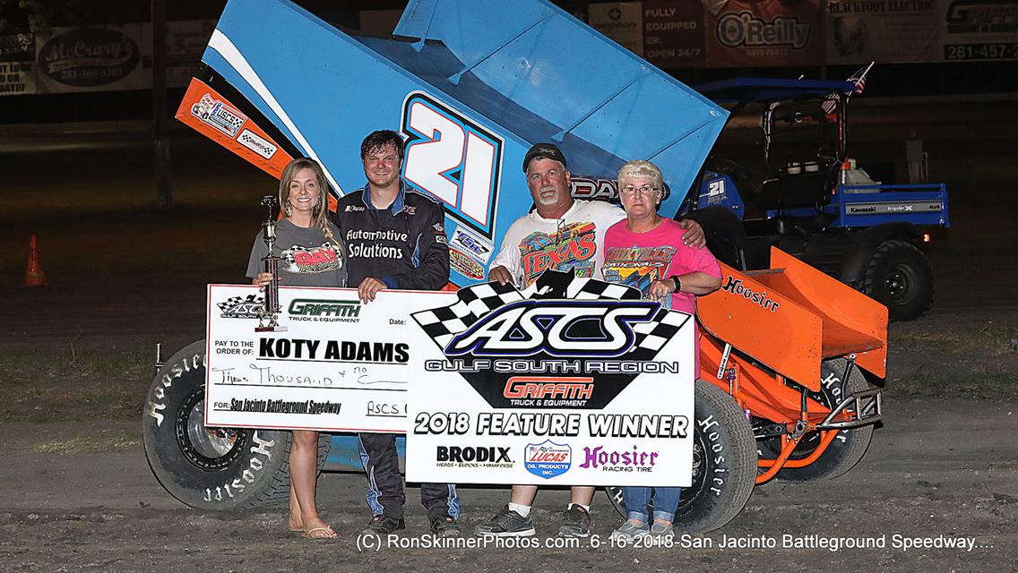 Koty Adams Snags ASCS Gulf South Win At Battleground
