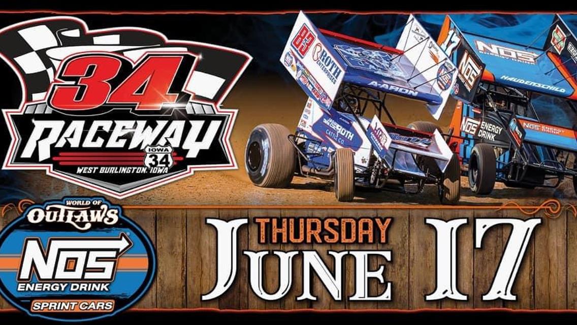 World of Outlaws Returns to 34 Raceway Thurs, June 17
