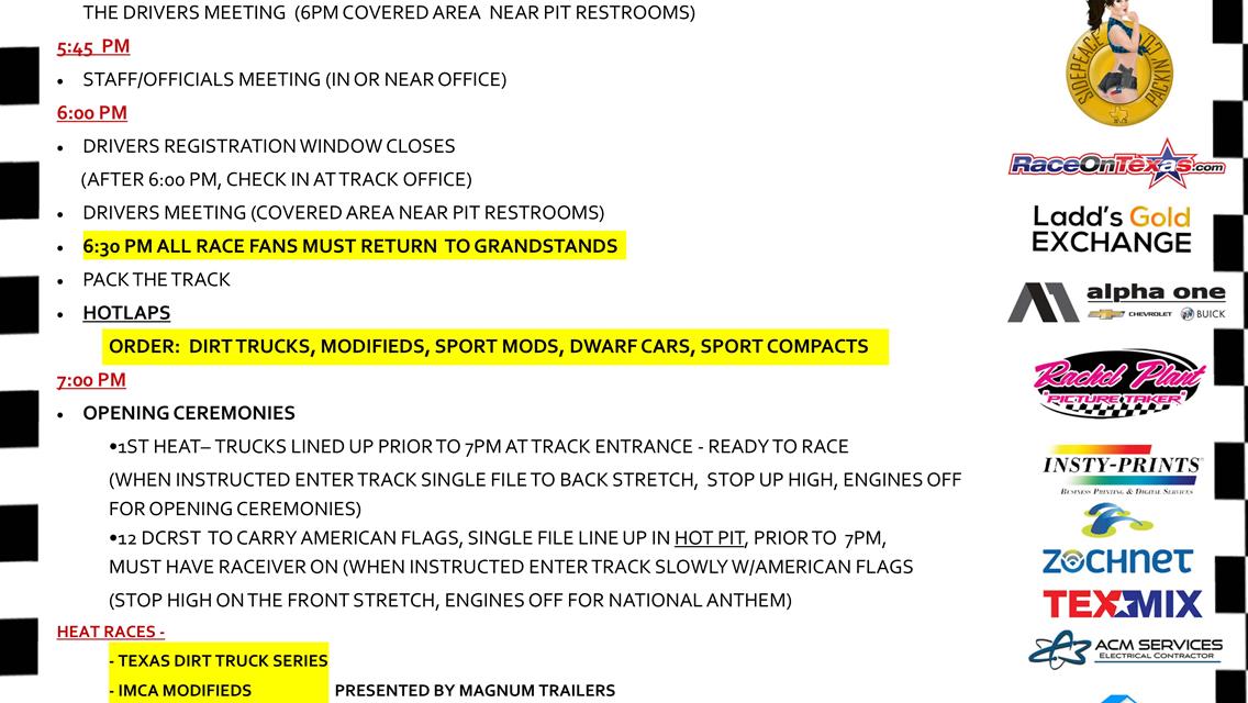 07/02/2022 Race Day Information