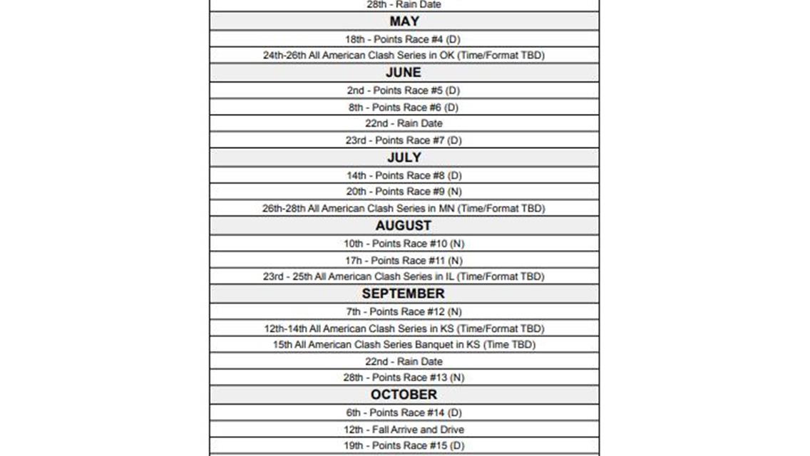 2024 TKQMA Schedule