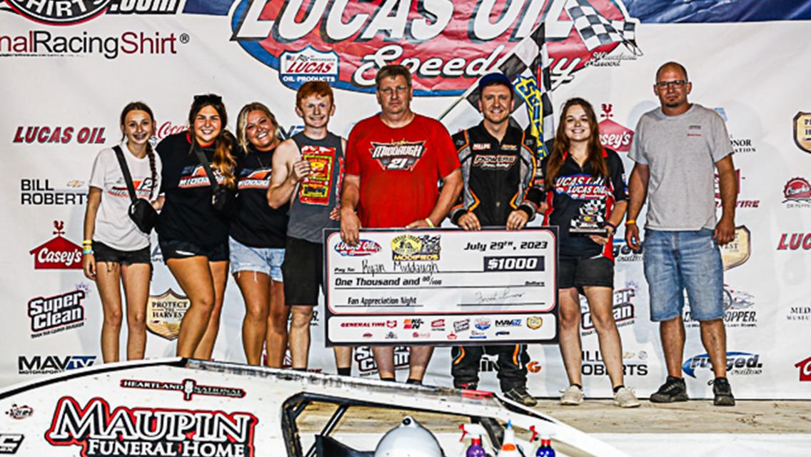 Middaugh's fifth Cedar Creek Beef Jerky USRA Modified feature win headlines Lucas Oil Speedway Fan Appreciation Night program