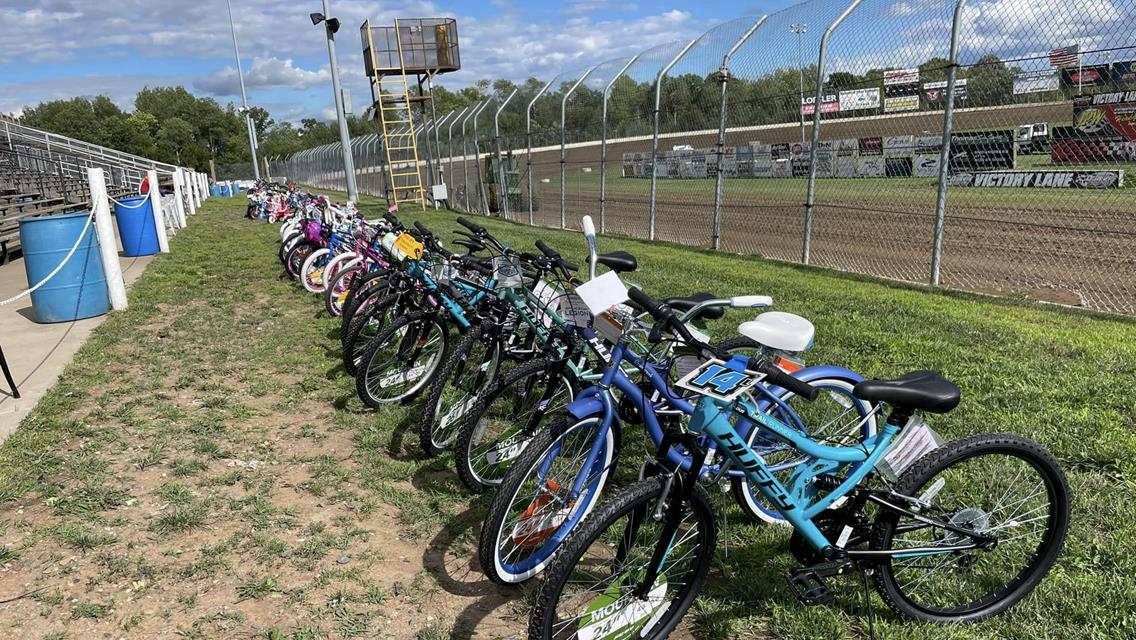 Saturday Night was Another Successful Race Night at Wagmaon's Ogilvie Raceway as 100 Bikes Were Given to Kids During Intermission.