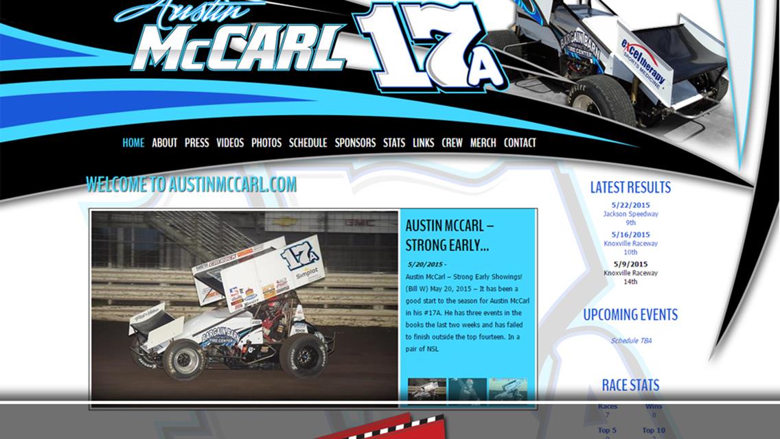 Driver Websites Revamps Website for Austin McCarl Racing