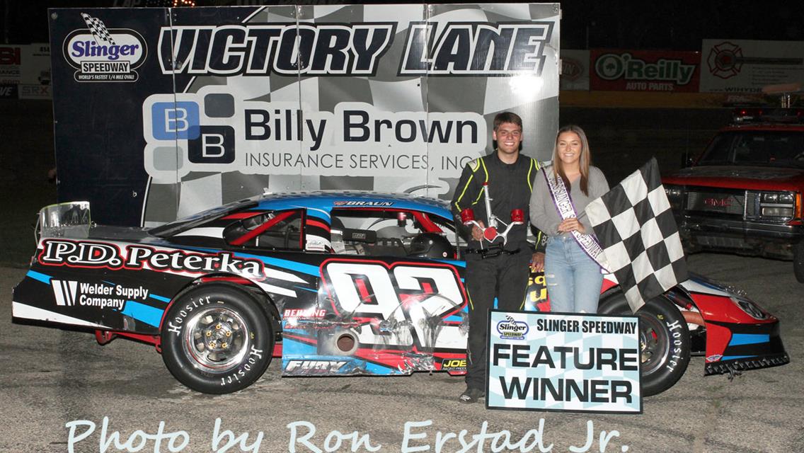 RJ Braun Tops Destefano for first Super Late Model Feature Win at Slinger