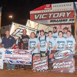 Lance Dewease wins the Lynn Paxton EMMR Legends Classic All Star Circuit of Champions 410 Feature presented by Valvoline at Williams Grove Speedway