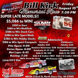 SLMR Returns to Park Jefferson Speedway for Bill Kirk Memorial Race Friday August 15th!