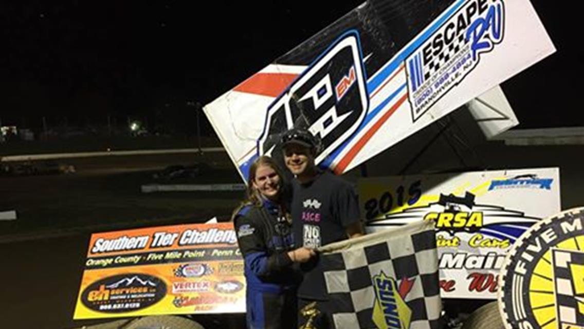 EMILY VANINWEGEN WINS CRSA SPRINT CAR FEATURE AT FIVE MILE POINT SPEEDWAY